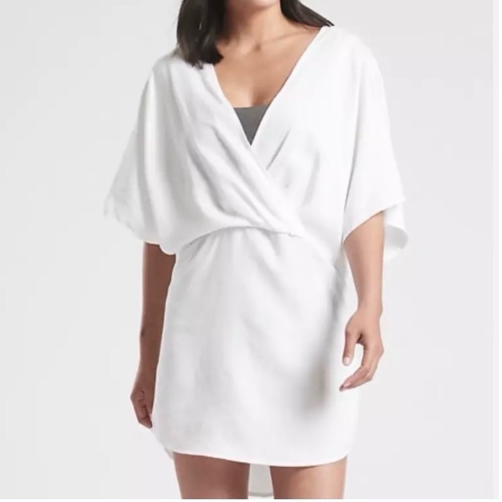Athleta White Cross Front Luxe Wrap Kaftan